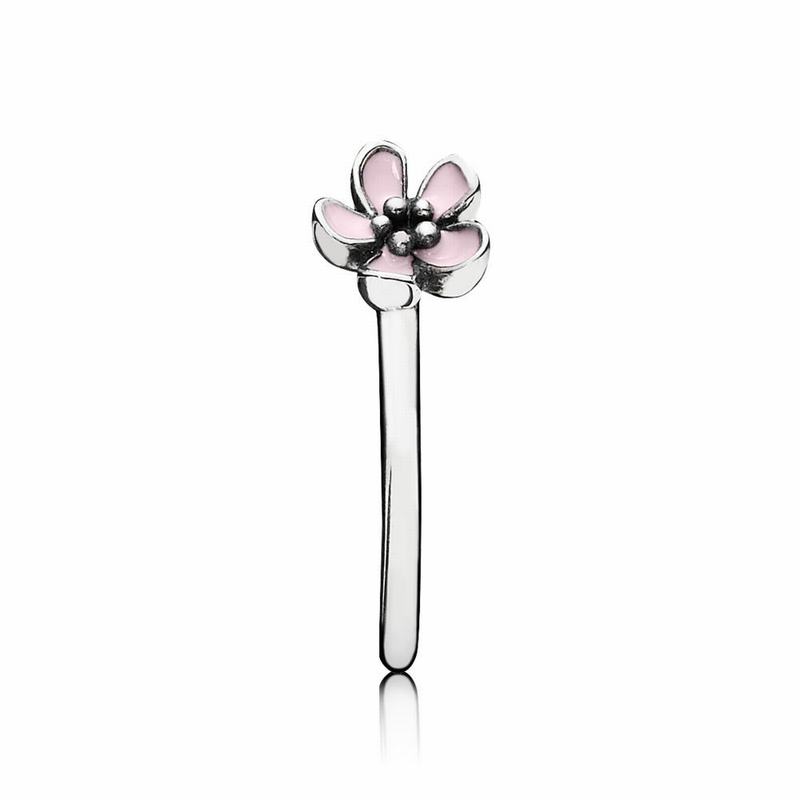 Pandora Cherry Blossom Stackable Ring Ireland - Sterling Silver/Enamel/Pink - 910376MVN